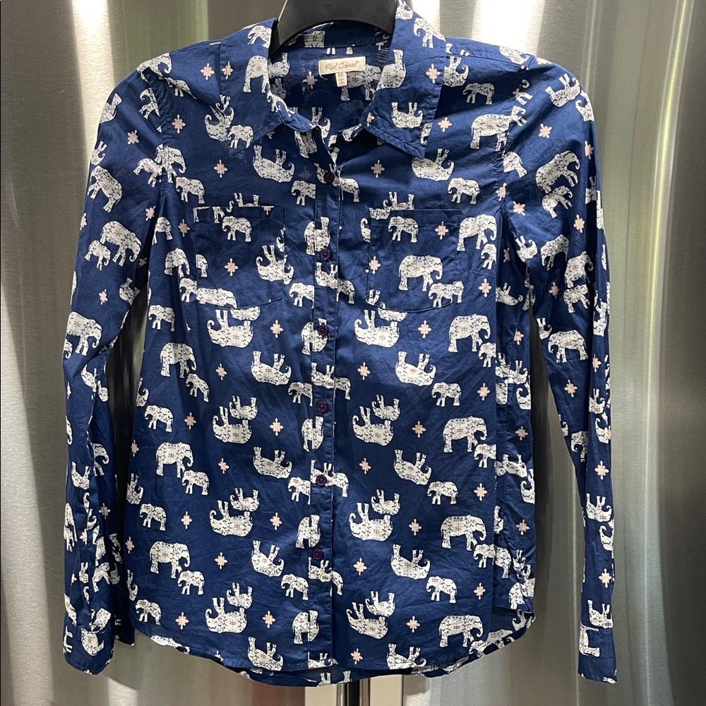 Red Camel Navy Elephant Pattern Shirt